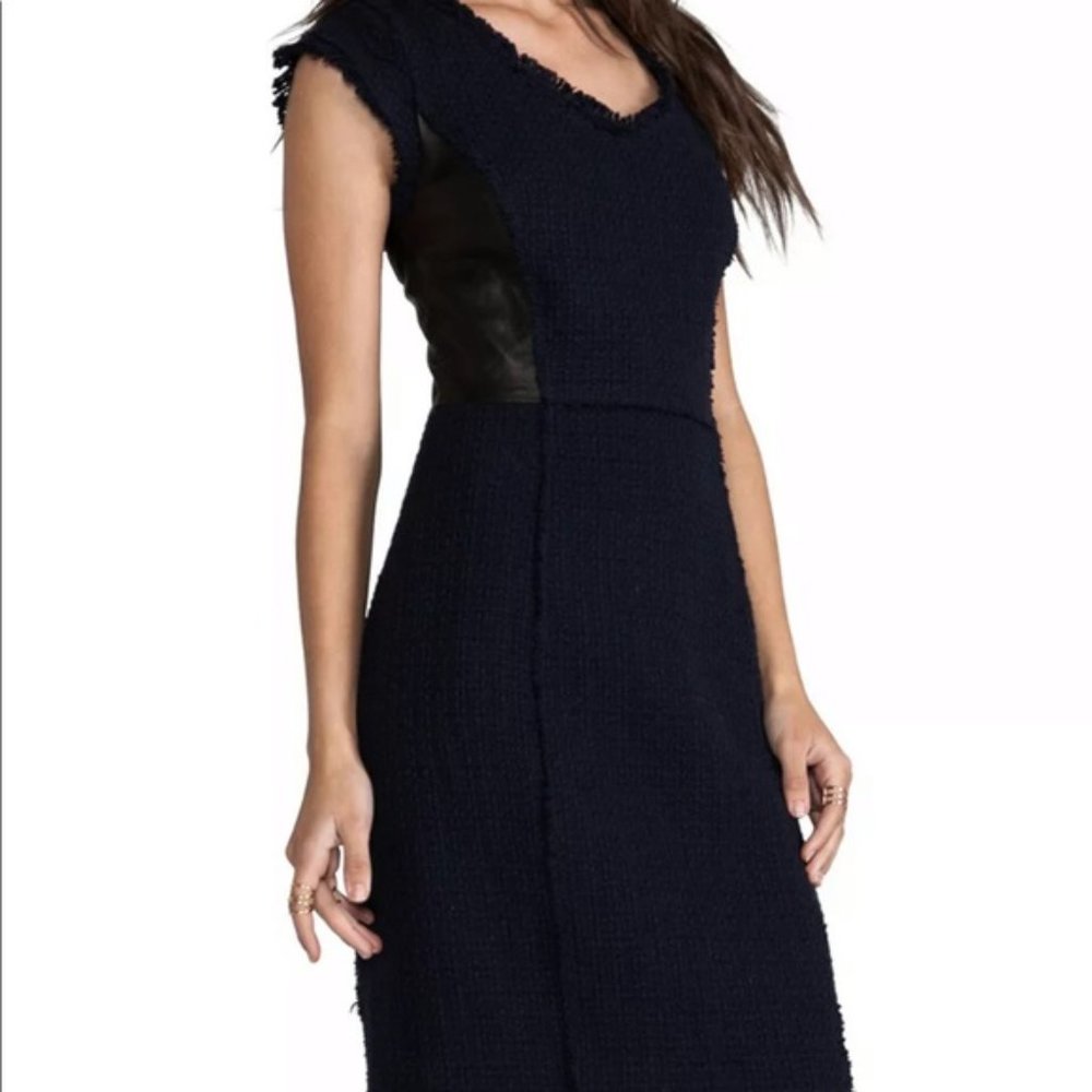 Rebecca Taylor tweed (cotton, polyester, wool)/lamb leather dress Size 8
